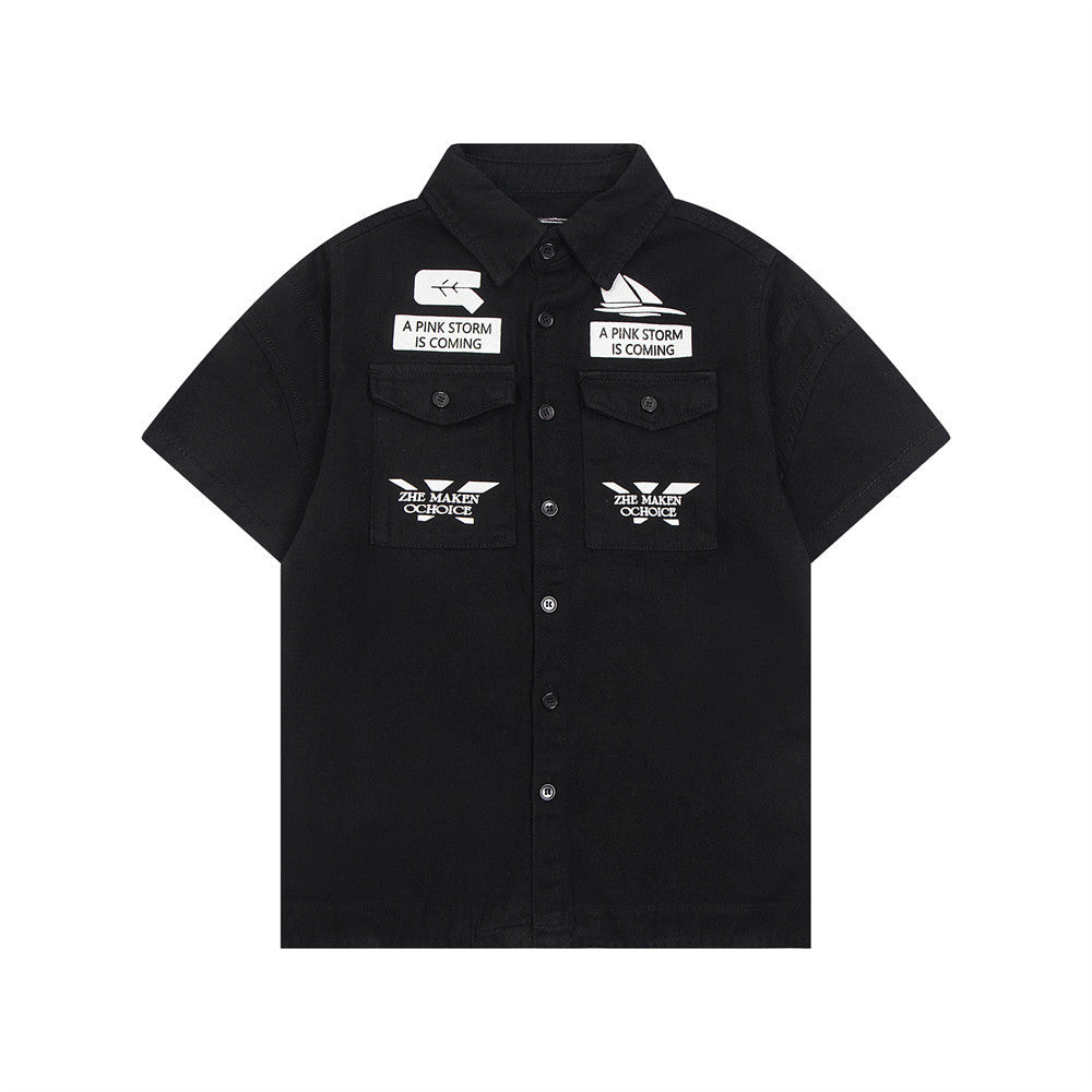 Fashion Letter Print Short-sleeve Shirt Men