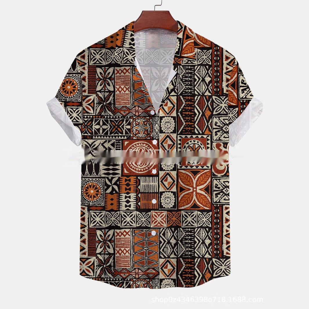 Casual Short-sleeved Shirt Printed Men