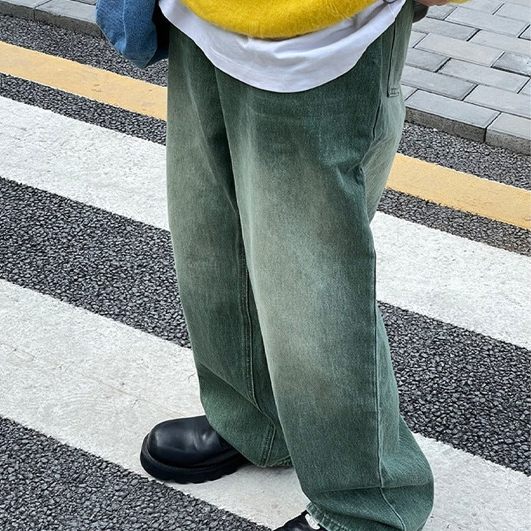 American Retro Gradient Washed Casual Trousers Men