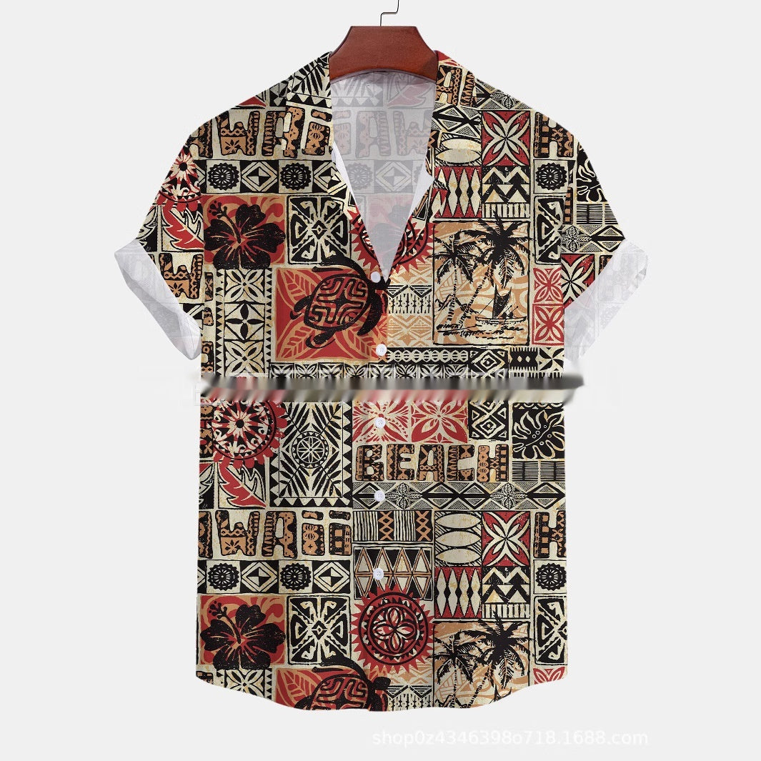 Casual Short-sleeved Shirt Printed Men