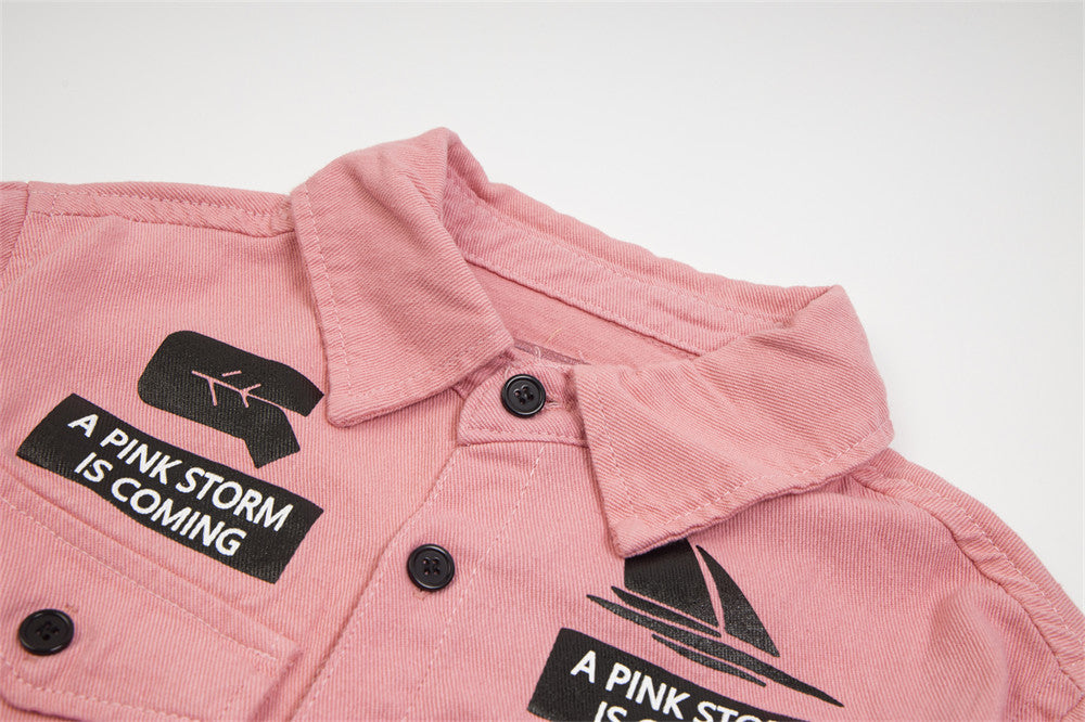 Fashion Letter Print Short-sleeve Shirt Men