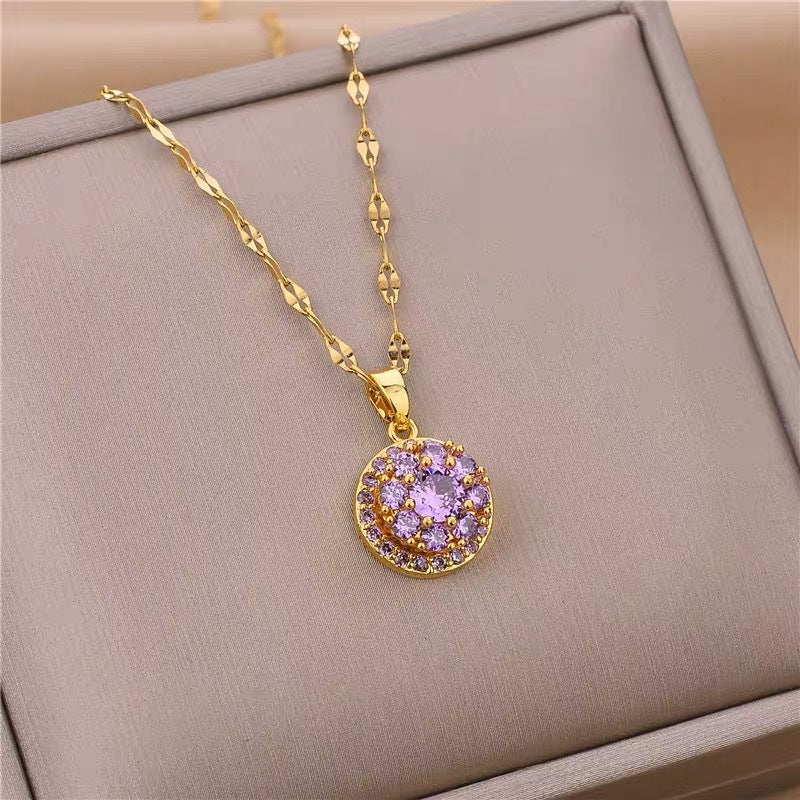Rotatable Round Zircon Necklace For Women